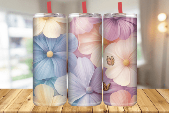 Download Pastel Flowers Wrap for Straight Tumbler - Straight tumbler Collection