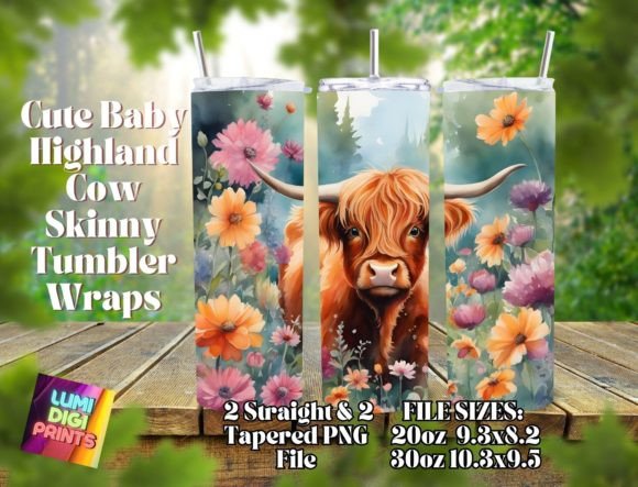 Download Highland Cow Watercolor Tumbler Wrap PNG - Premium Resources
