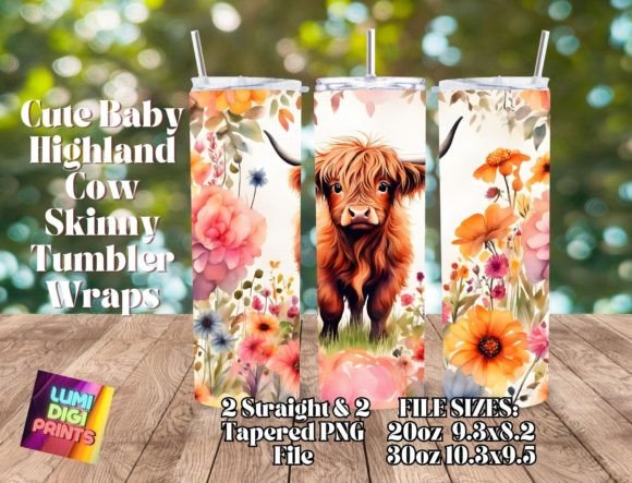 Download Highland Cow Watercolor Tumbler Wrap PNG - Premium Resources