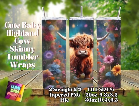 Download Highland Cow Watercolor Tumbler Wraps PNG - Premium Resources