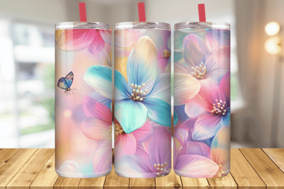 Download Pastel Flowers Wrap for Straight Tumbler - Straight tumbler Collection