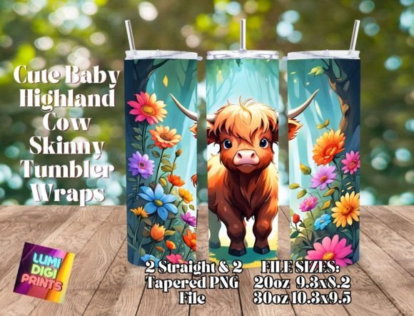 Download Highland Cow Watercolor Tumbler Wrap PNG - Premium Resources