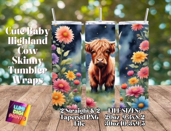 Download Highland Cow Watercolor Tumbler Wrap PNG - Premium Resources