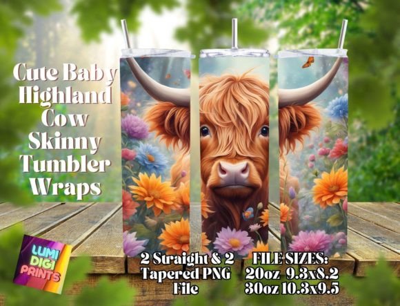 Download Highland Cow Watercolor Tumbler Wrap PNG - Premium Resources