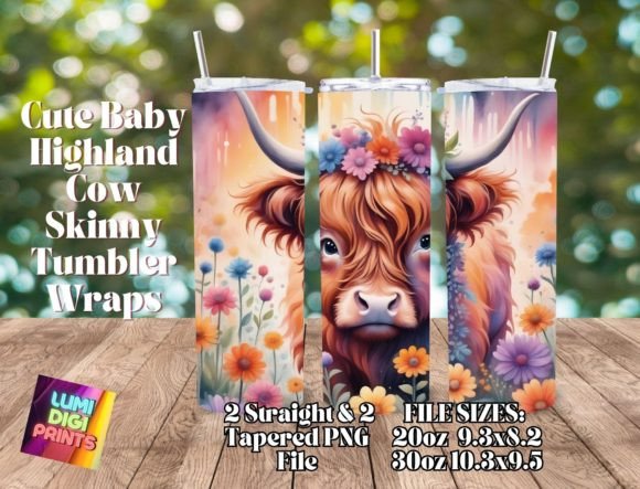 Download Highland Cow Watercolor Tumbler Wrap PNG - Premium Resources